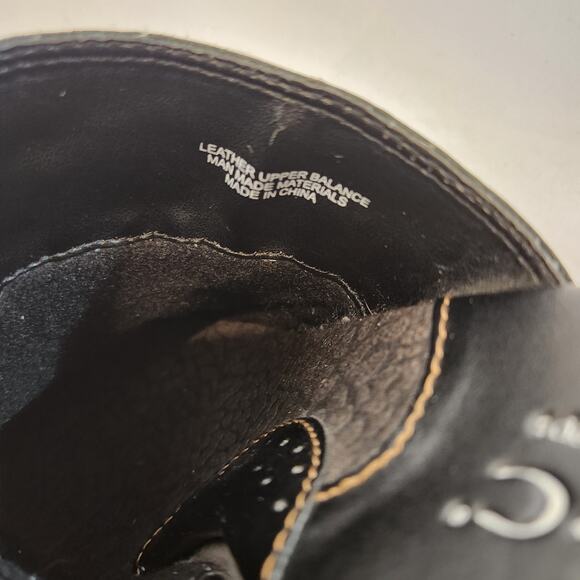 boc BORN CONCEPT Black Brown Leather Heeled Clog Buckle Detail Studded Womens 8 - Picture 5 of 12